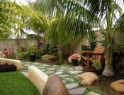 Garden Bench with Stepping Stones in Del Mar